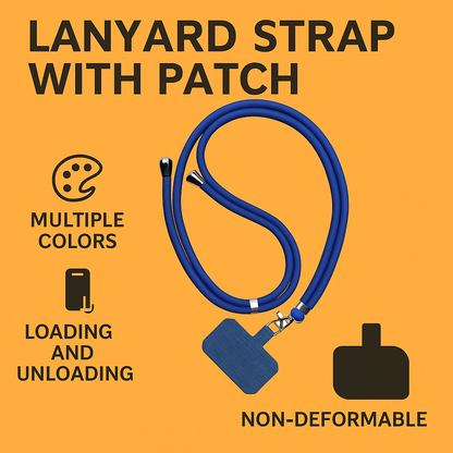 Universal Mobile Phone Lanyard Adjustable Hanging Neck Strap With Patch-NEW