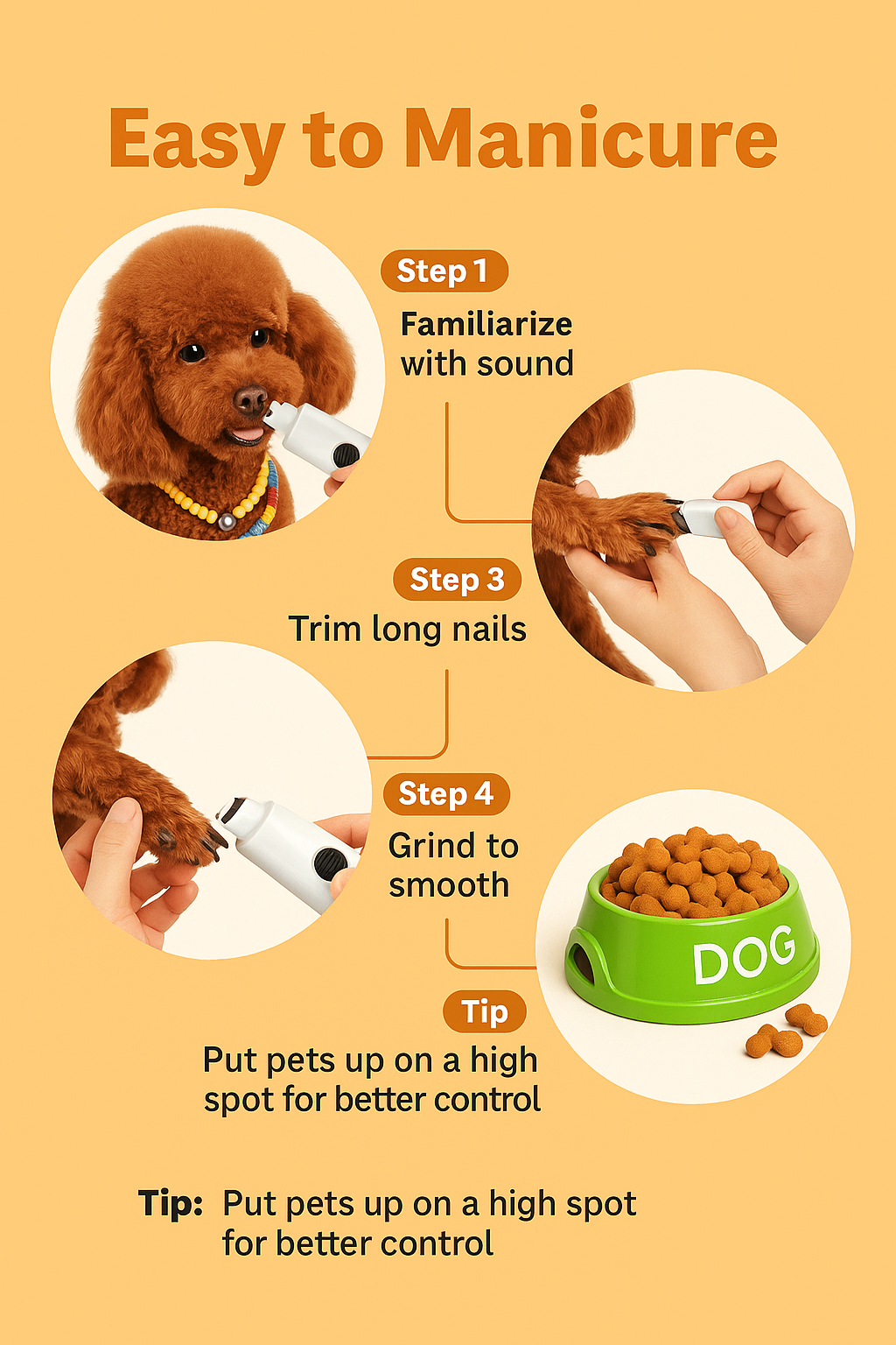 Electric Dog Toe Nail File Grinder Clippers Pet Cat Claw Grooming Trimmer Tools-NEW