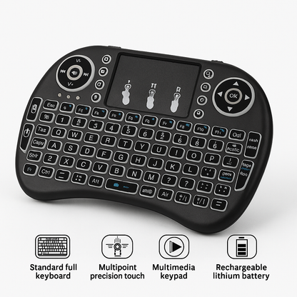 Mini Wireless Keyboard with Touchpad – 2.4GHz Portable Backlit Keyboard for Smart TV, PC & Android (Black)-NEW