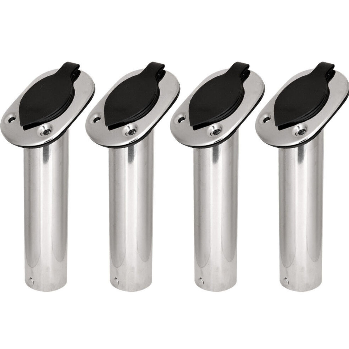 4x Fishing Rod Holders Stainless Steel Boat Flush Moun w/ Gasket Cap 30 Degree