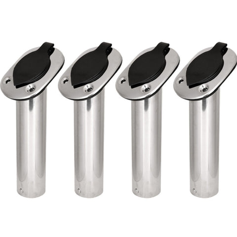 4x Fishing Rod Holders Stainless Steel Boat Flush Moun w/ Gasket Cap 30 Degree