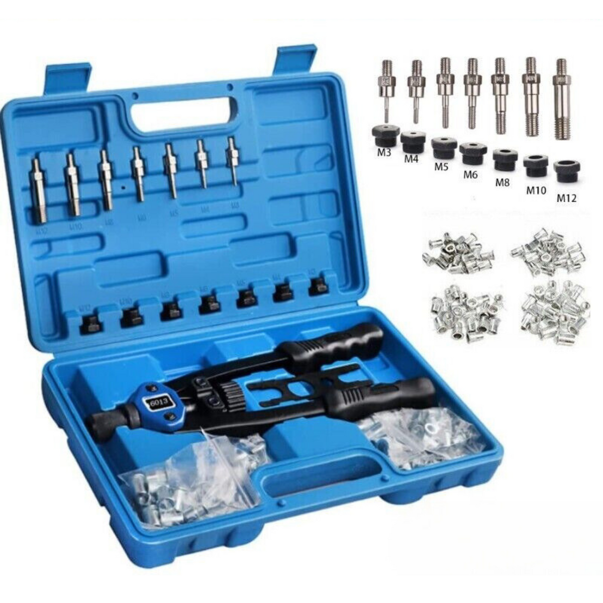 150x Nutsert Mandrels Nut Rivet Tool Kit Rivnut Riveting Riveter Gun Thread M12