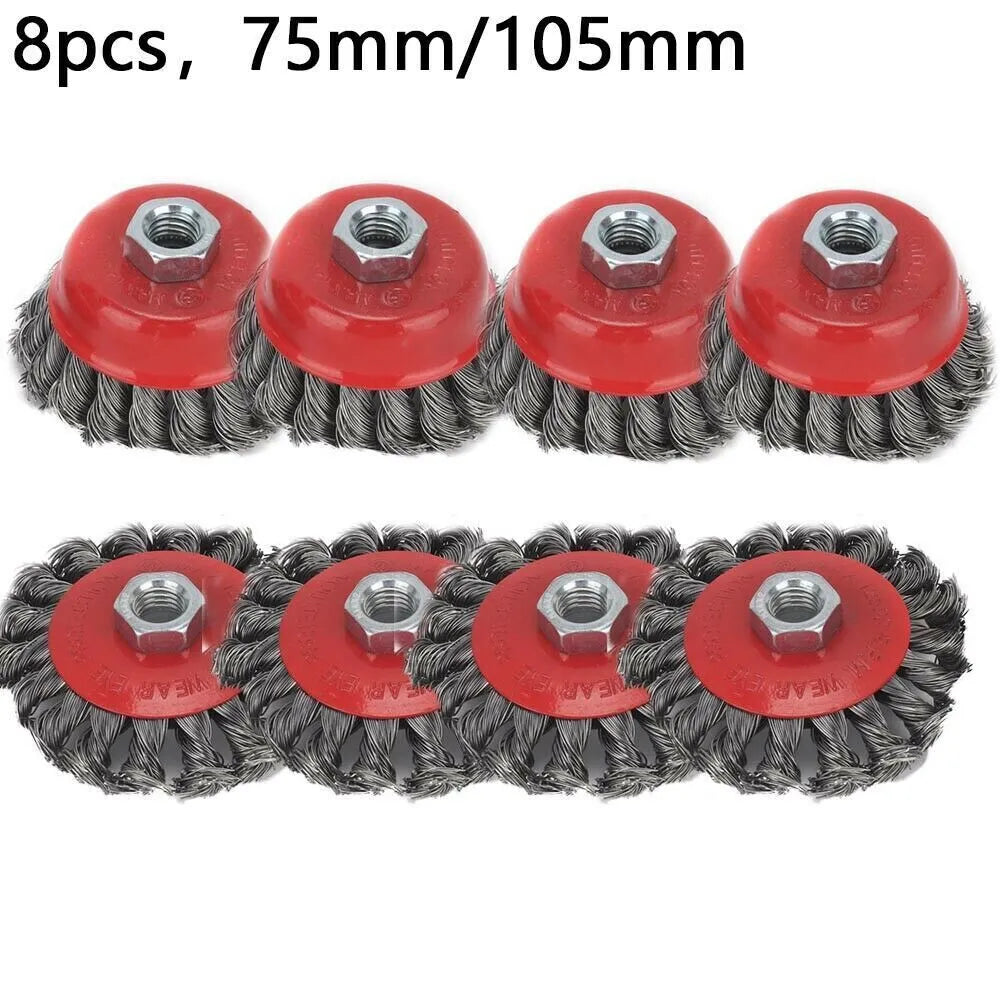 8x Twist Knot Wire for Angle Grinder M14 Crew Wheel Disc & Cup Brush Set Kit SYD