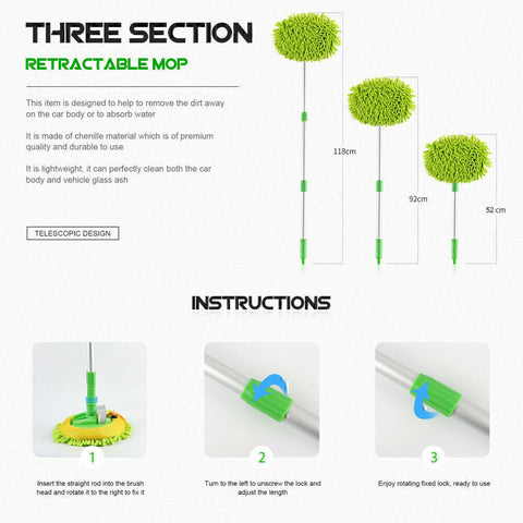 Telescopic Car Brush Wash Soft Care Mop Vehicle Cleaning Window Adjustable AUS