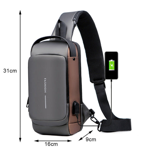 Anti-Theft Chest Bag with Password Lock Sport Sling Man's Shoulder Crossbody Au