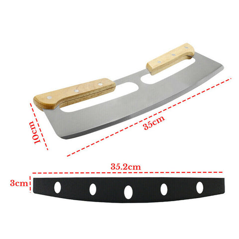 35cm Kitchen Stainless Steel Pizza Cutter Rocker Blade Slicer + Protective Cover