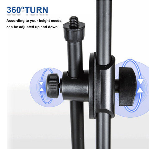 Professional Dual Microphone Stand Telescopic Boom Adjustable Mic Holder Tripod