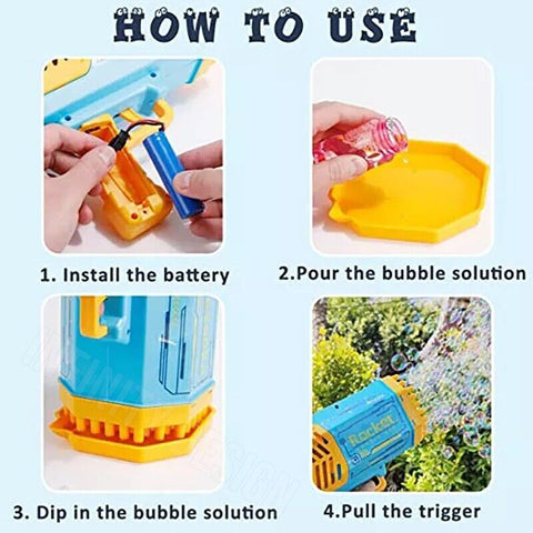 69 Holes Bazooka Bubble Gun Automatic Bubble Machine Soap Water Colorful Light