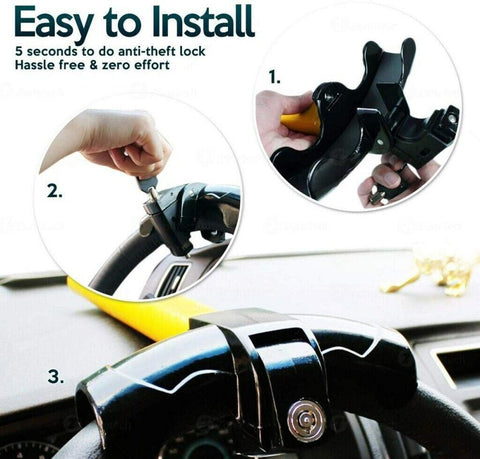 Universal Heavy Duty Steering Wheel Lock Anti Theft Rotary Security Safe Van Car