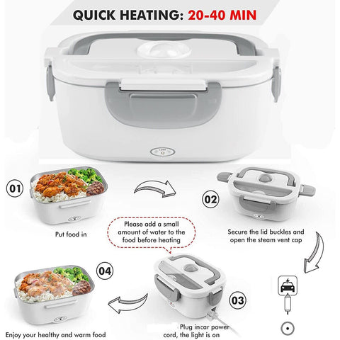 Portable Electric Heated Car Plug Heating Lunch Box Bento Food Warmer 12-24V AU