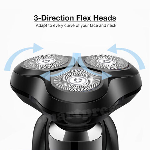 4D 3 Heads Razor Beard Trimmer Men's Clipper Electric Shaver Cordless USB Charge