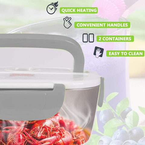 Portable Electric Heated Car Plug Heating Lunch Box Bento Food Warmer 12-24V AU