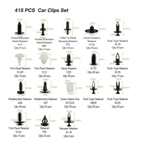 415pcs Car Body Push Retainer Pin Rivet Trim Plastic Clips Panel Moulding Kit AU