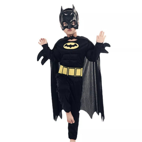 Kids Muscle Batman Superhero Cosplay Costume With Mask Party Carnival Props