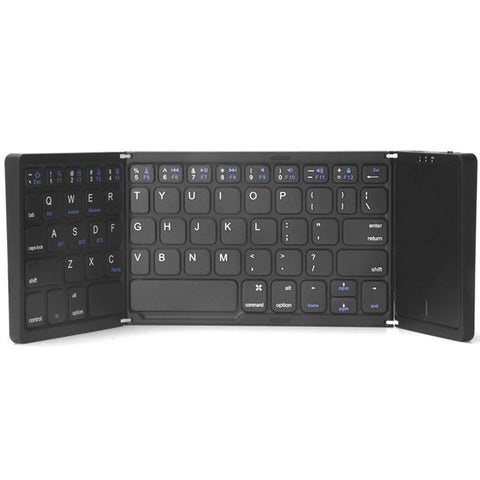 Folding Bluetooth Wireless Keyboard Touchpad BT 5.1 Mac Windows Android - Black