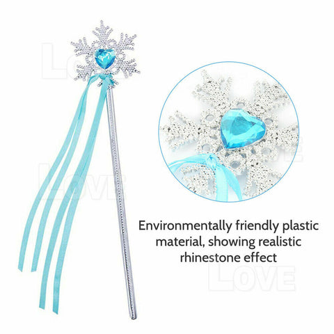 Frozen Princess Gloves Tiara Braid Piece Kid Gift Wand Crown Elsa Anna Wig Hair