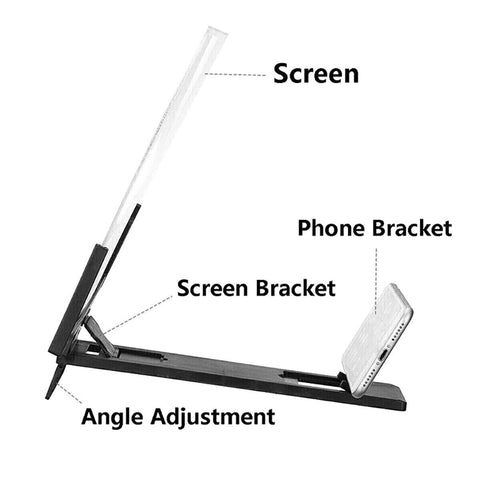 14'' Folding Mobile Phone Screen Magnifier 3D HD Amplifier Stand Bracket Enlarge