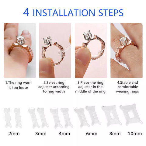 12PCS Invisible Tightener Ring Size Reducer Resizing Adjuster Pad Resizing Tools