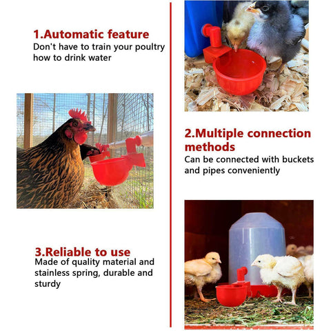 4X Automatic Chicken Water Cup Waterer Poultry Drinking Bowl Feeder Drinker