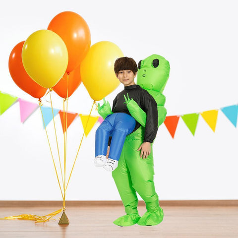 Scary Halloween Green Alien InflatableCostume Blow Up Suits Party Dress  AU