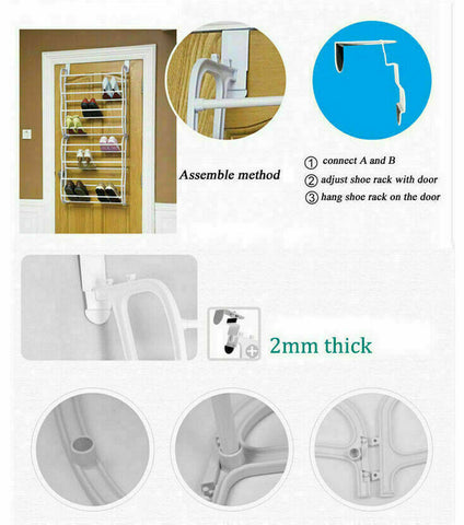 Shoe Rack Storage 36-Pairs Over The Door Hanging Holder Organiser Shelf Hook