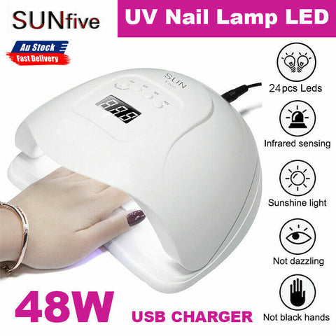 48W Nail Lamp UV LED Light Professional Nail Polish Dryer Gel Curing Device AU