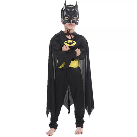Kids Muscle Batman Superhero Cosplay Costume With Mask Party Carnival Props