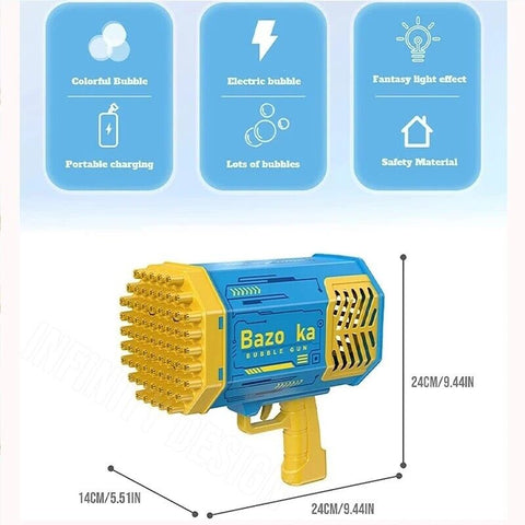69 Holes Bazooka Bubble Gun Automatic Bubble Machine Soap Water Colorful Light