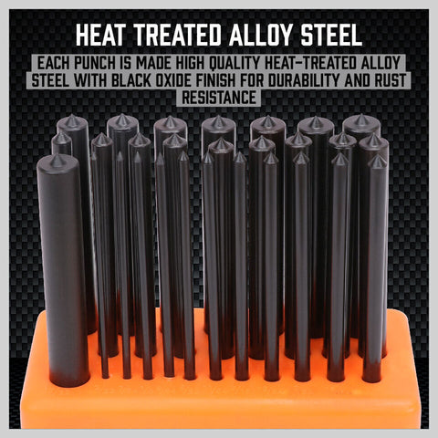 28-Piece Center Transfer Punches Machinists Tool Punch Stand Heat Treated Steel