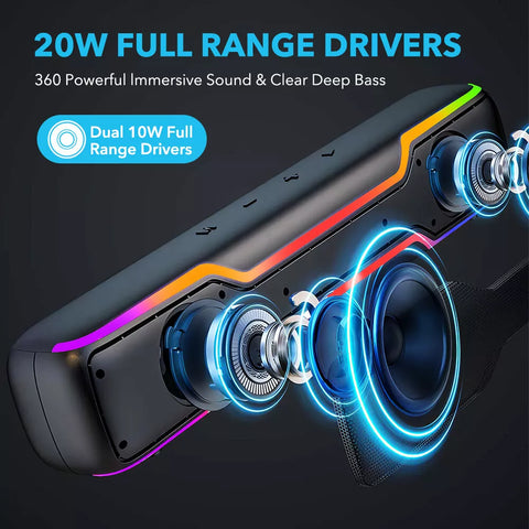 Bluetooth Computer Speaker Soundbar Stereo Music Gaming Speaker FM Radio AUX TF