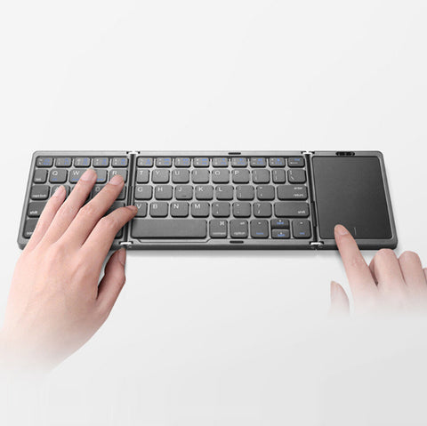 Folding Bluetooth Wireless Keyboard Touchpad BT 5.1 Mac Windows Android - Black
