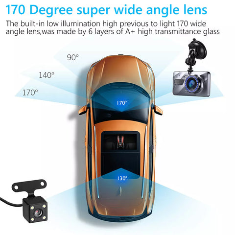 1080P Car Dash Camera Dual Front Rear Video DVR Recorder Night Vision G Sensor