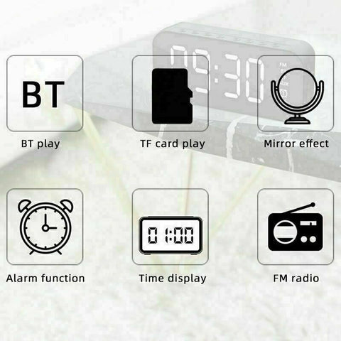Digital Alarm Clock FM Radio Bluetooth Speaker Wireless Night Light LED Display