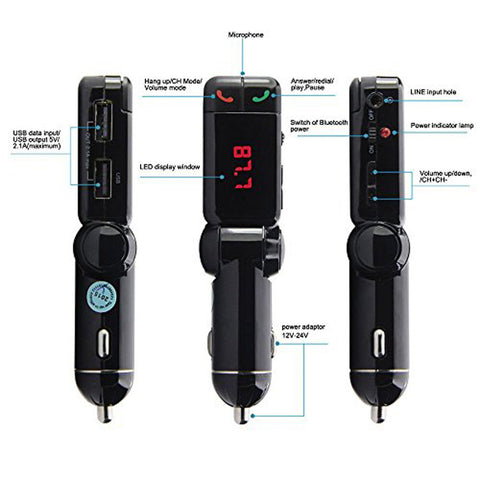 FM Transmitter Wireless Bluetooth Car Kit Handsfree Car Charger MP3 Player USB