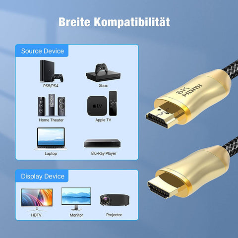 HDMI Cable 15M 10M 5M 3M 2M 1M 8K Ultra HD Cord for HD TV XBOX PS5/4 Switch
