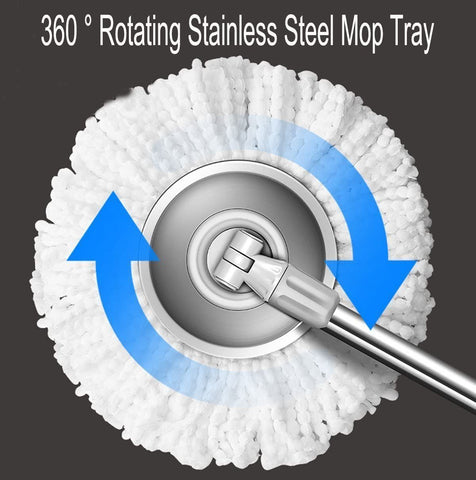 Stainless Steel 360° Spinning Mop Bucket Easy Clean With Spin Mop 2 Free HeadsAU