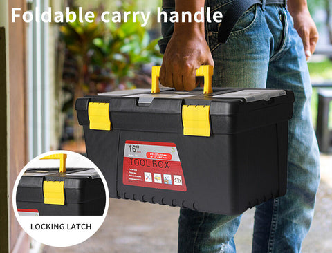 3PCS Tool Storage Box Set Lock Organiser Portable Handle Garage 13" 14" 16"