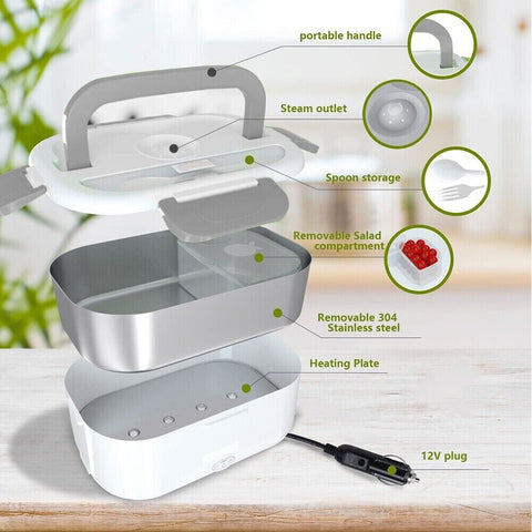 Portable Electric Heated Car Plug Heating Lunch Box Bento Food Warmer 12-24V AU
