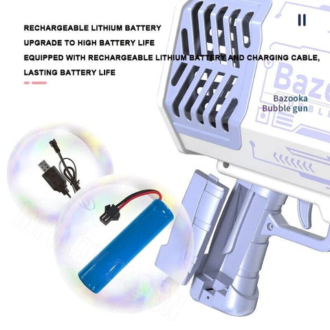 69 Holes Bazooka Bubble Gun Automatic Bubble Machine Soap Water Colorful Light