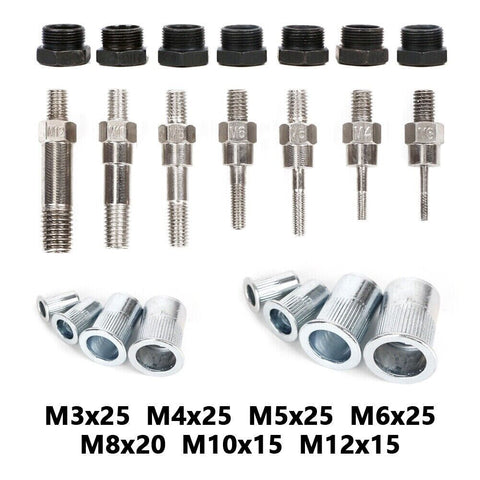 150x Nutsert Mandrels Nut Rivet Tool Kit Rivnut Riveting Riveter Gun Thread M12