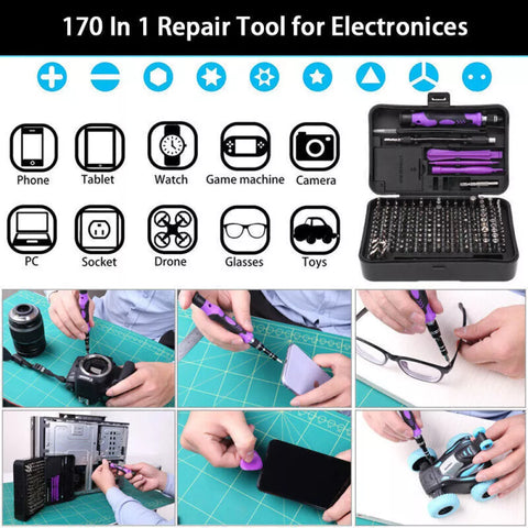170 in 1 Precision Screwdriver Set PC Computer Phone Electronics Repair Tool Kit