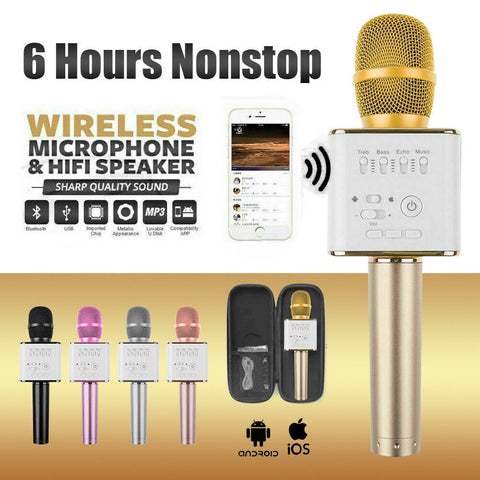 2In1 Wireless bluetooth Karaoke Microphone Speaker Handheld Mic USB Player AU