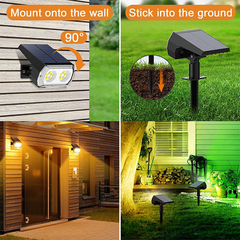 Solar Spot Lights RGB LED Garden Outdoor Pathway Lawn Fence Lamp Spotlight Light