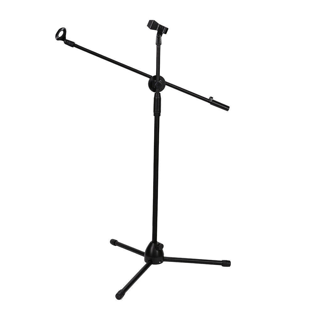 Professional Dual Microphone Stand Telescopic Boom Adjustable Mic Holder Tripod
