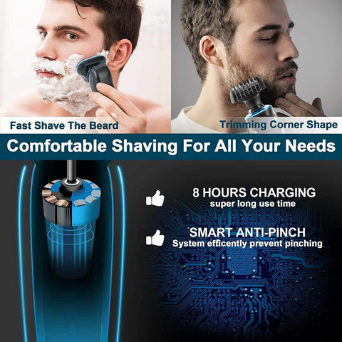 4D 3 Heads Razor Beard Trimmer Men's Clipper Electric Shaver Cordless USB Charge