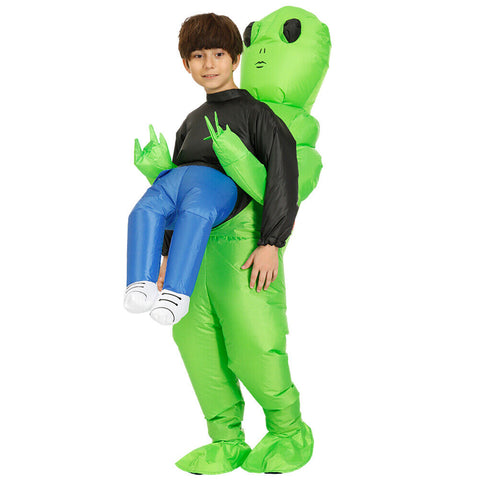 Scary Halloween Green Alien InflatableCostume Blow Up Suits Party Dress  AU