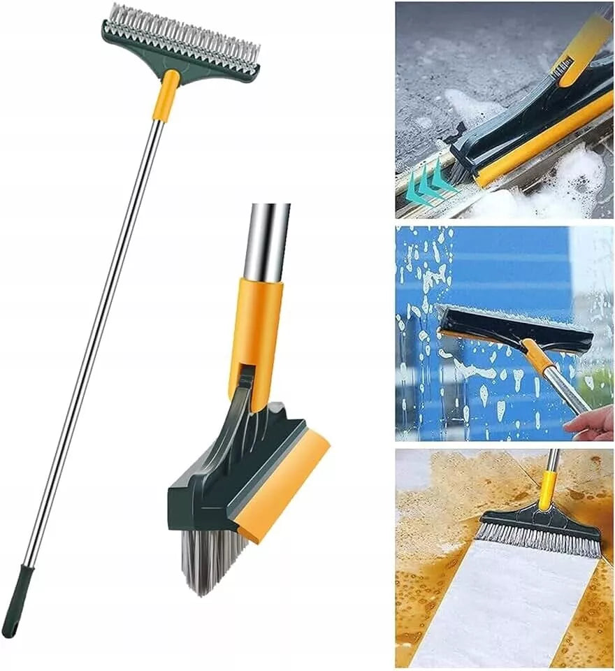 2in1 Floor Brush Scrub Wiper 180 Rotating Head Home Handle Cleaning Bathroom AU