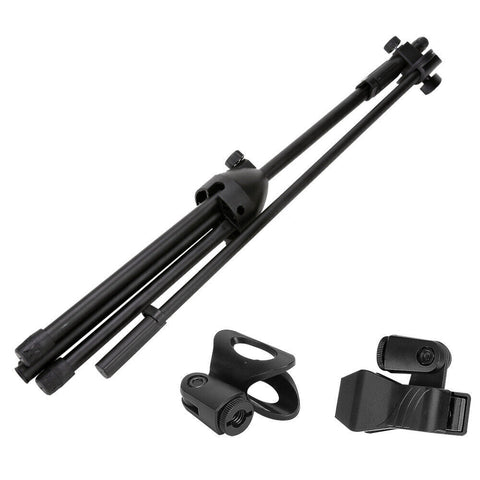 Professional Dual Microphone Stand Telescopic Boom Adjustable Mic Holder Tripod