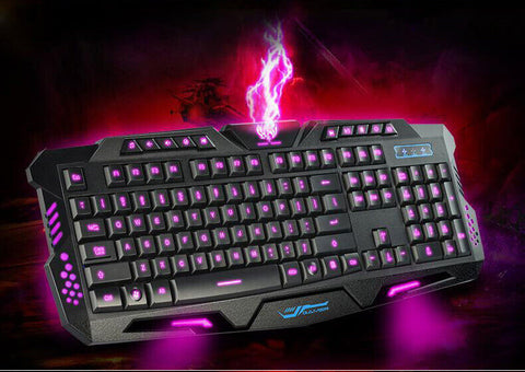 Gaming Keyboard 3 Colour Led Back-light Wired USB Illuminated Cool Ergonomic PC