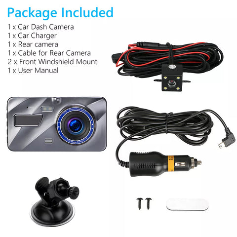 1080P Car Dash Camera Dual Front Rear Video DVR Recorder Night Vision G Sensor